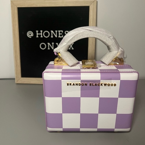 Brandon Blackwood Handbags - Brandon Blackwood mini purple check print Kendrick trunk